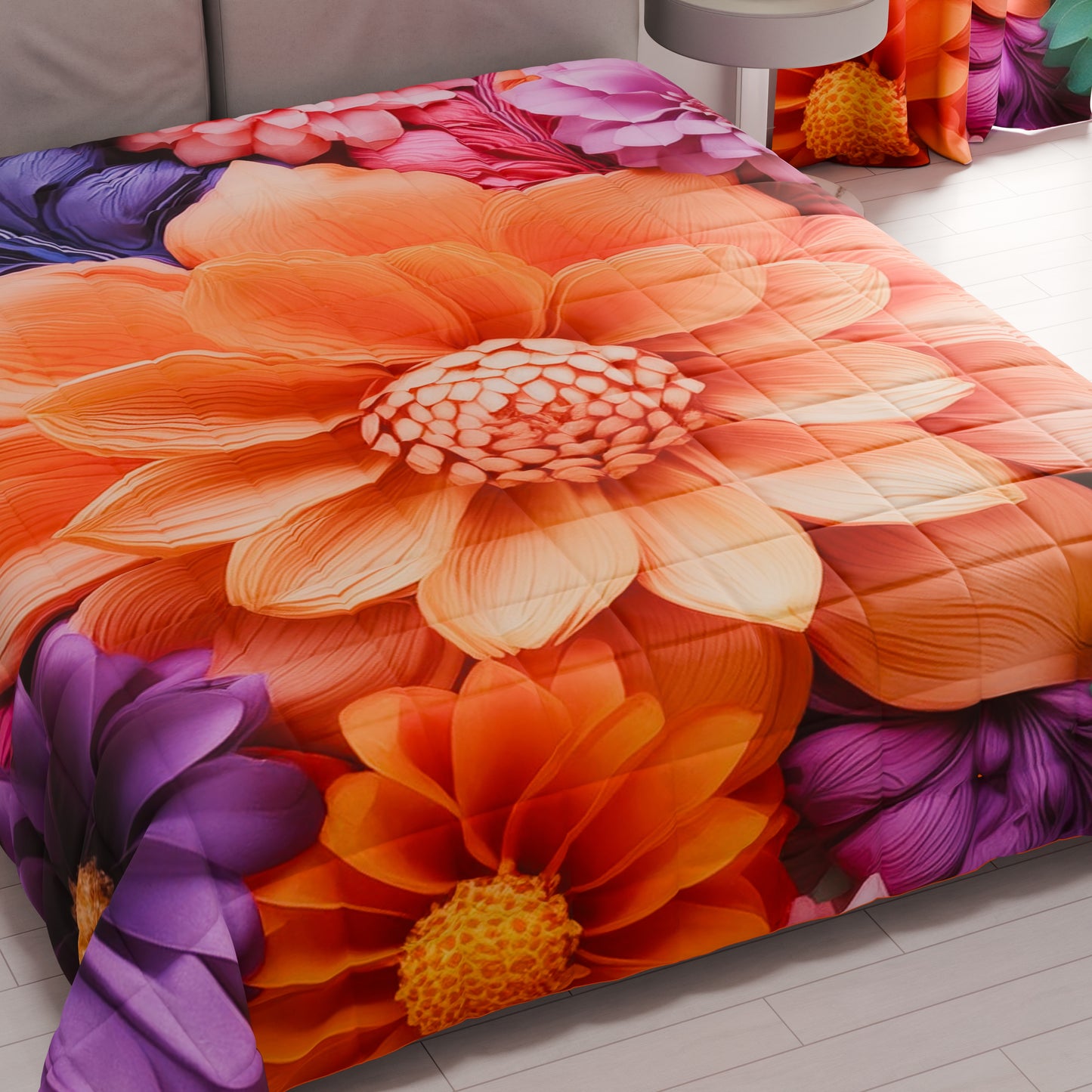 Trapuntino Copriletto Primaverile Autunnale in Stampa Digitale Floreale 05-12