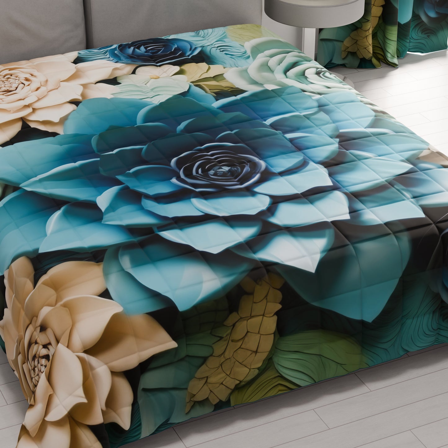 Trapuntino Copriletto Primaverile Autunnale in Stampa Digitale Floreale 05-15