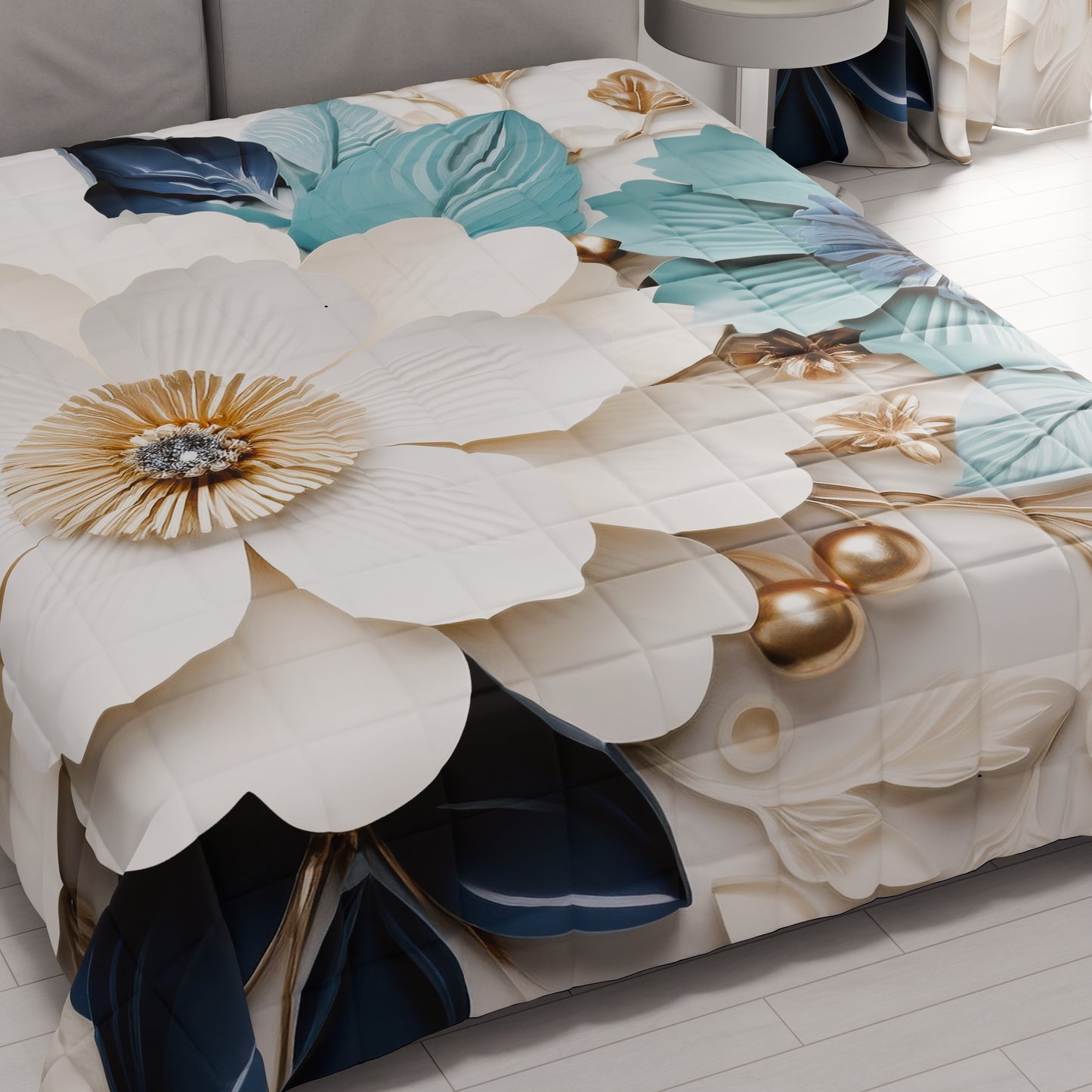 Trapuntino Copriletto Primaverile Autunnale in Stampa Digitale Floreale 05-19