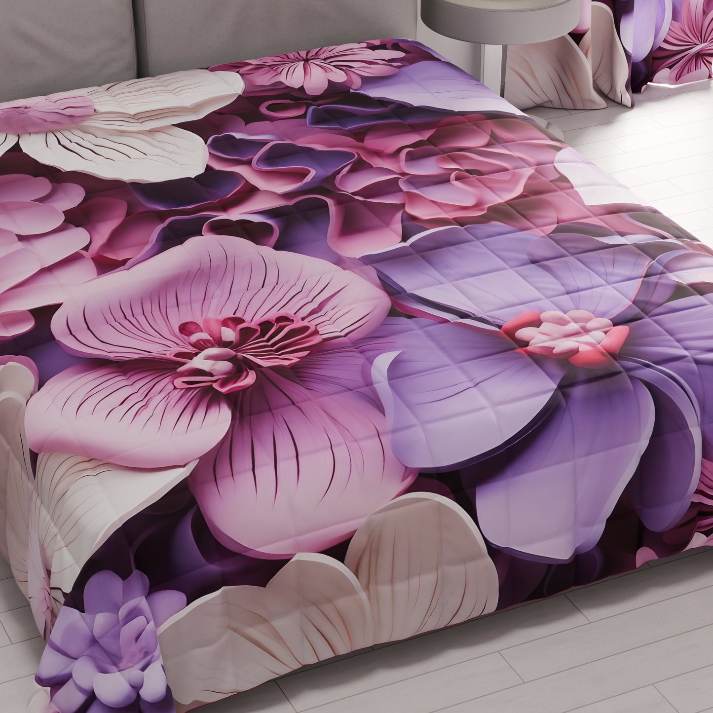 Trapuntino Copriletto Primaverile Autunnale in Stampa Digitale Floreale 05-23