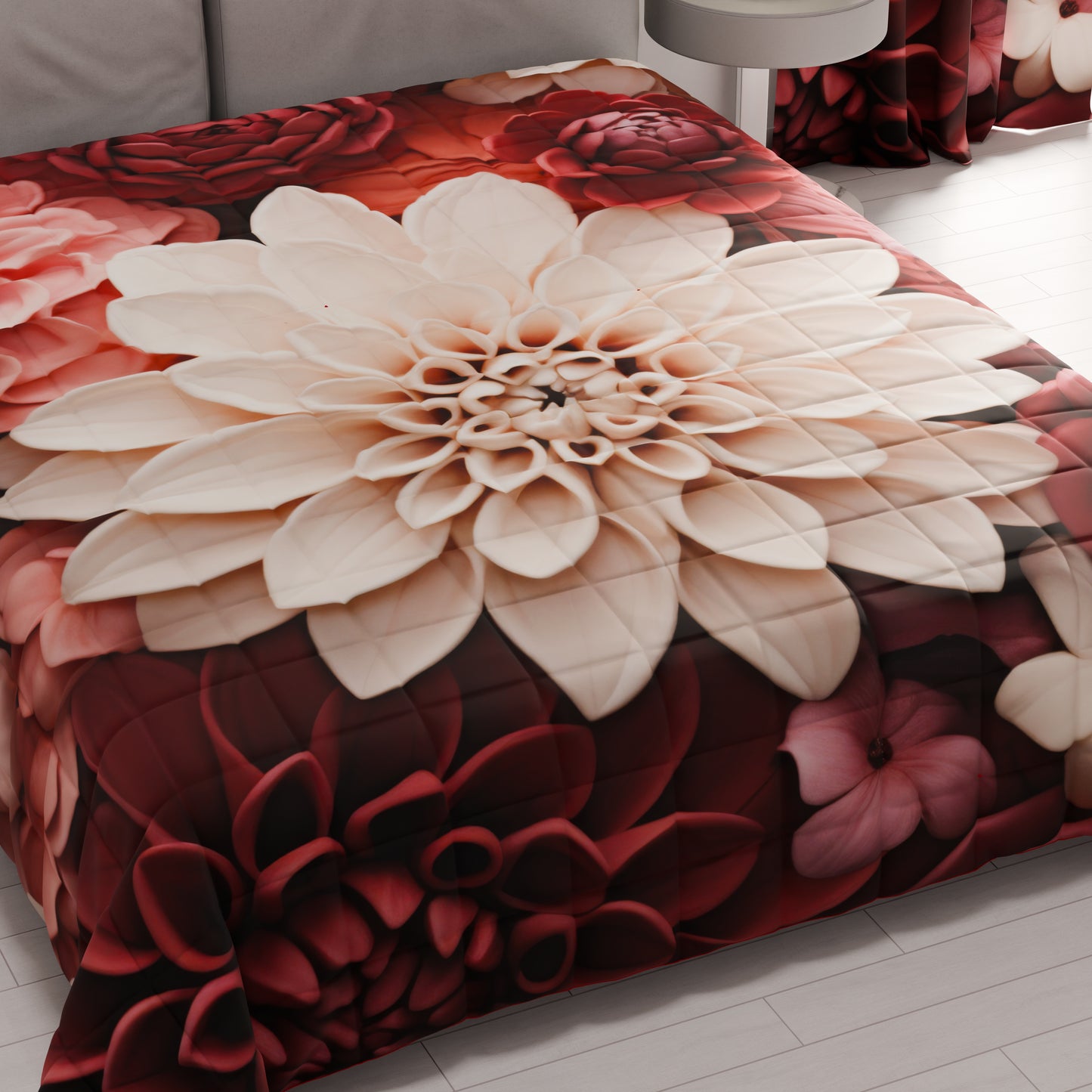 Trapuntino Copriletto Primaverile Autunnale in Stampa Digitale Floreale 05-24