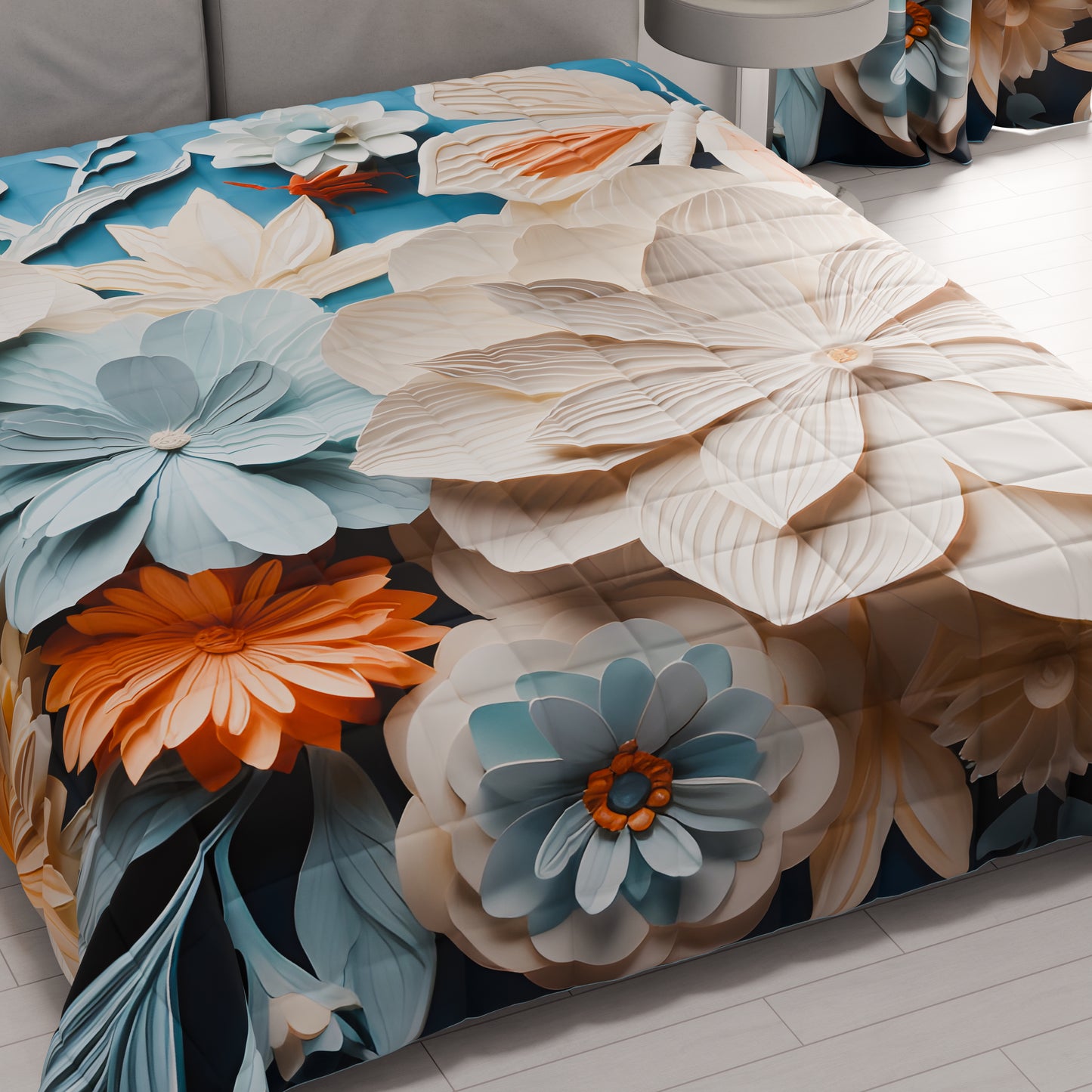 Trapuntino Copriletto Primaverile Autunnale in Stampa Digitale Floreale 05-5