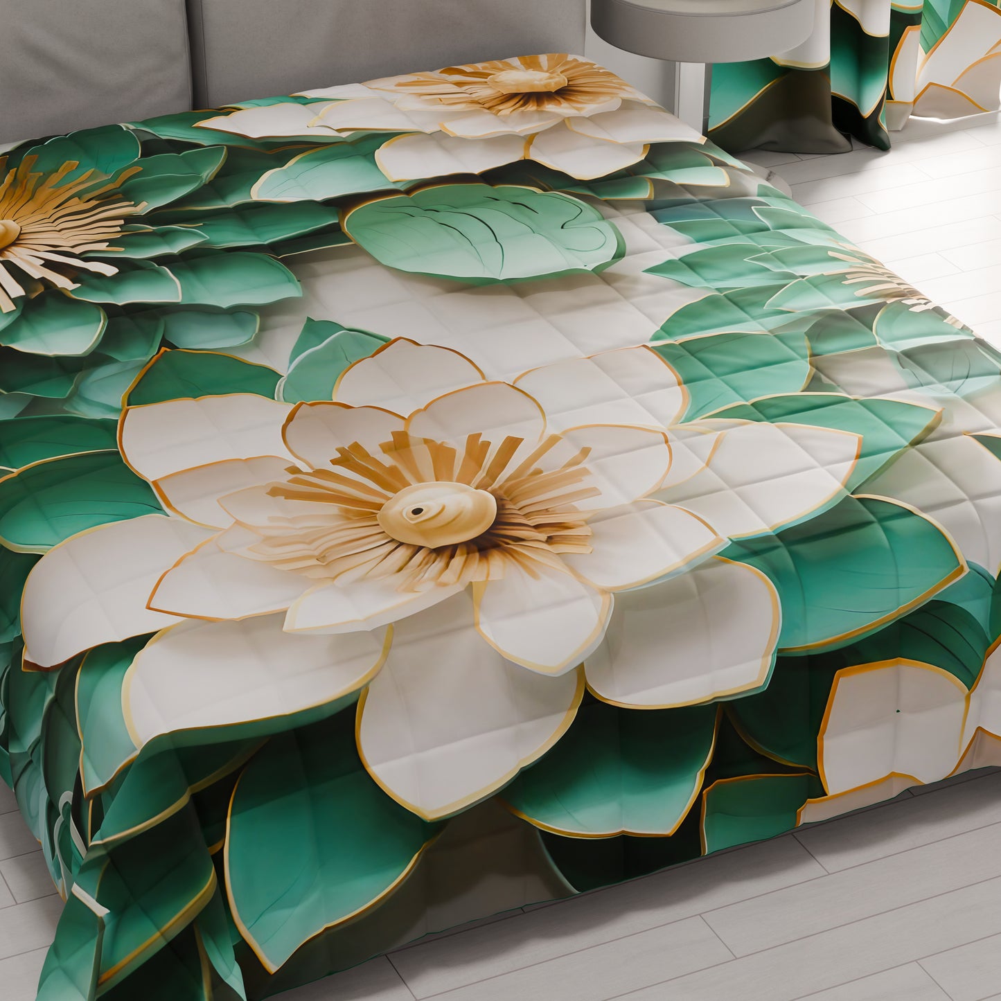 Trapuntino Copriletto Primaverile Autunnale in Stampa Digitale Floreale 05-7