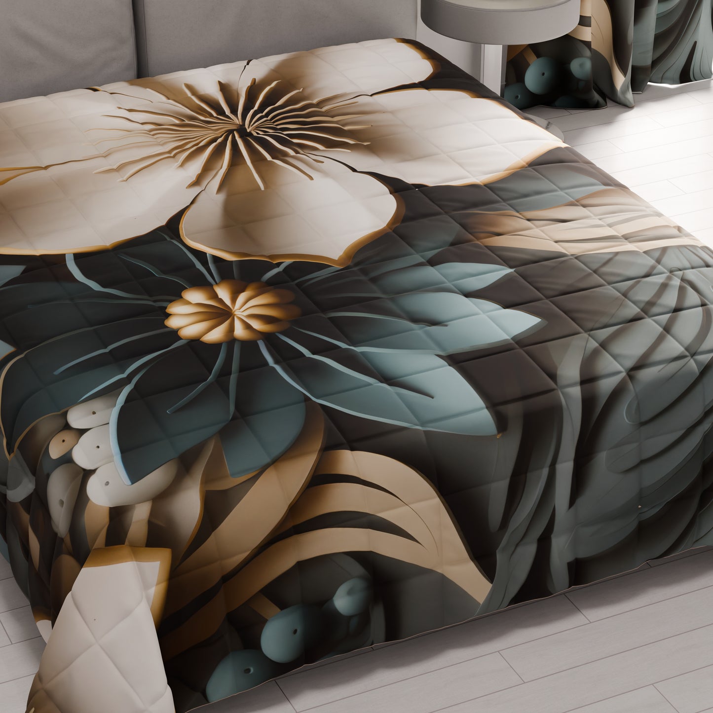 Trapuntino Copriletto Primaverile Autunnale in Stampa Digitale Floreale 05-8