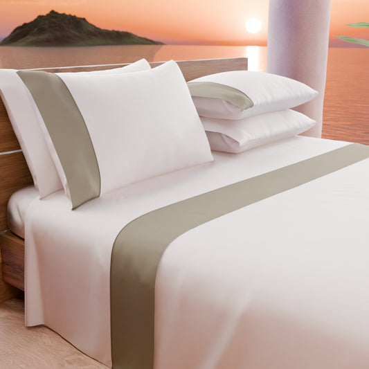 Draps unis en satin de coton avec queue de rat taupe