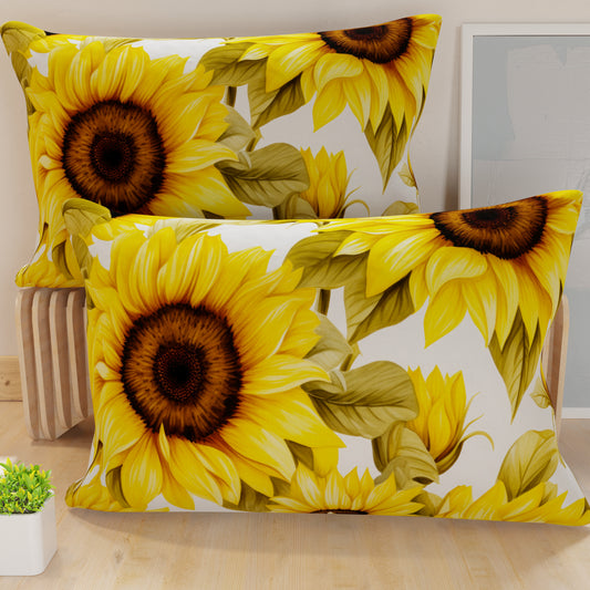 Taies d'Oreiller en Impression Numérique, Tournesols