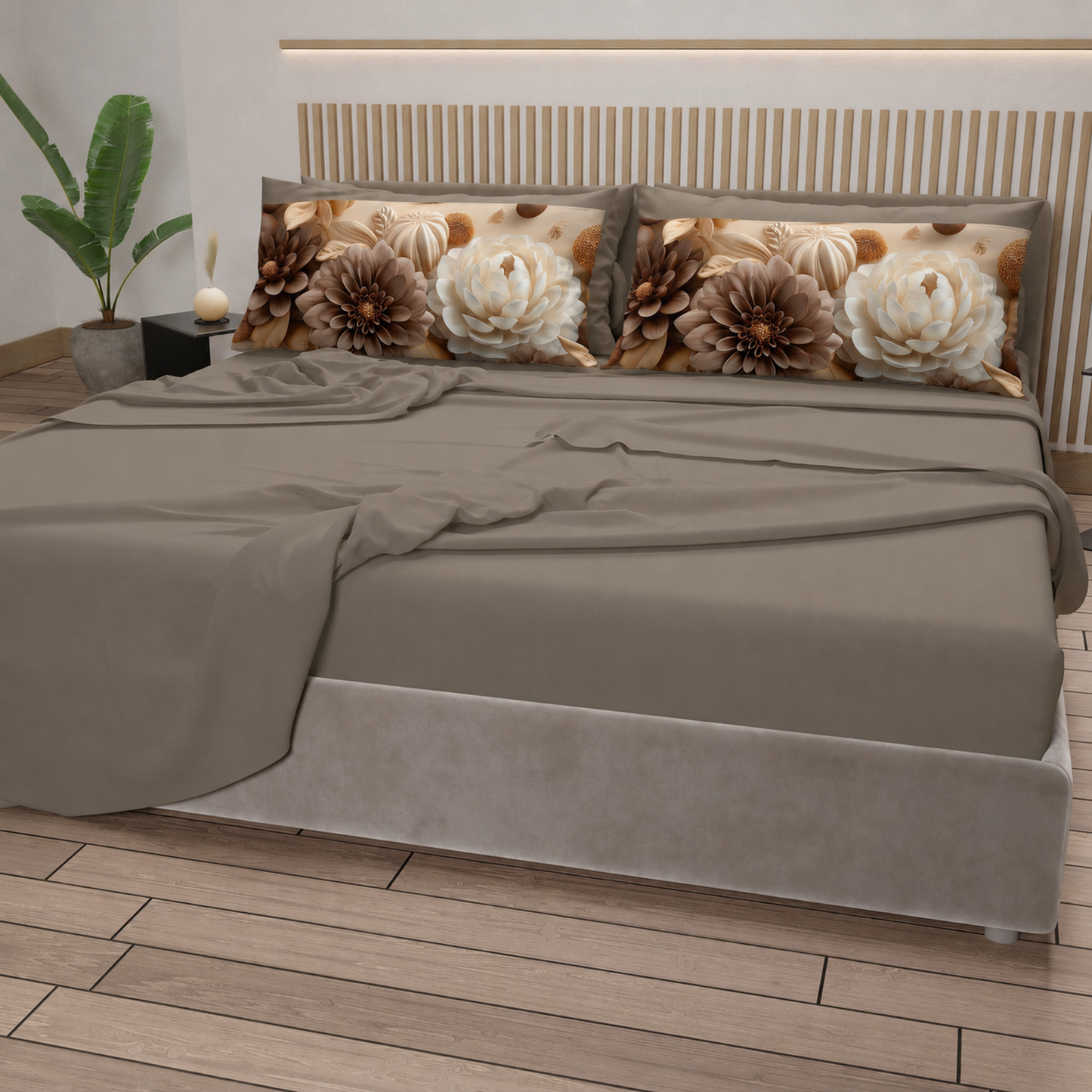 Completo letto PETTI Petalo 10 Tortora – vista ambientata