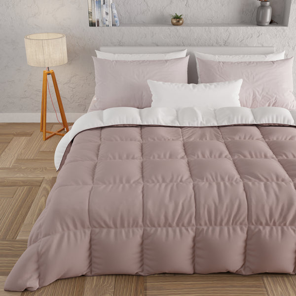 Couette matelassée double, simple, une place et demie, Rose Ancien Blanc