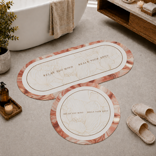 Tappeto Bagno Stampa Digitale Forma Ovale Stone Cipria
