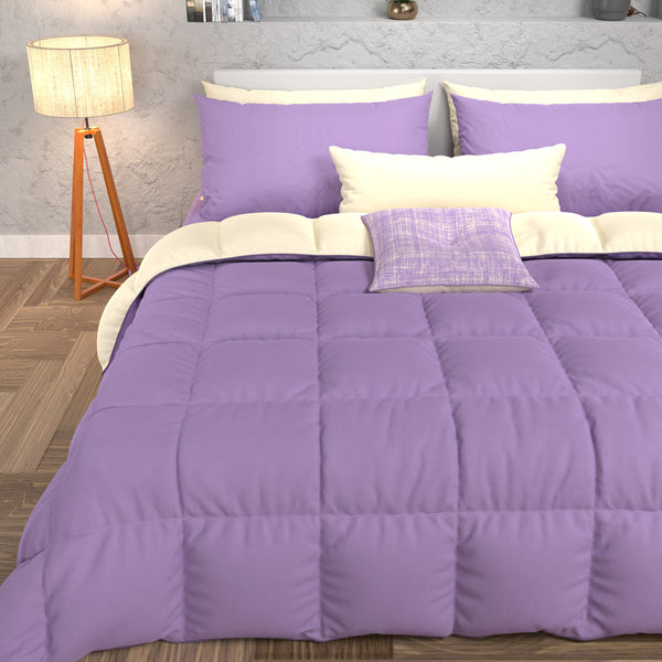 Duvet Quilt for Double, Single, Square and a Half, Lilac Cream