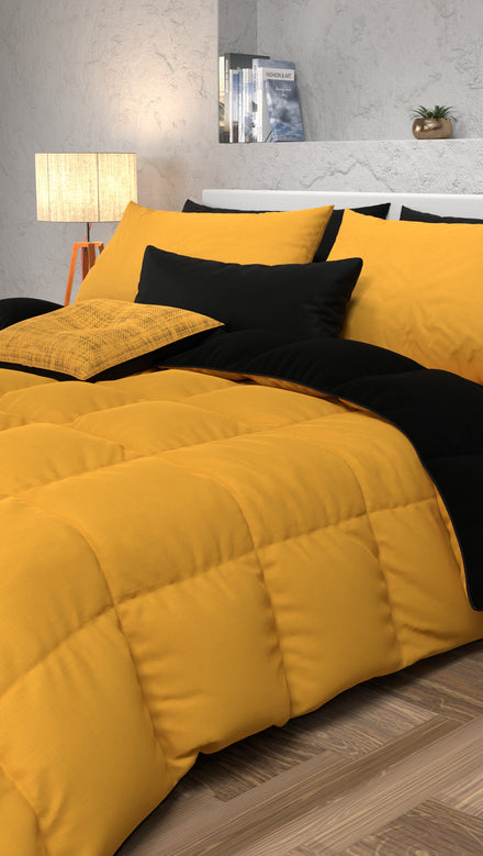 Duvet Quilt for Double, Single, Square and a Half, Yellow Black