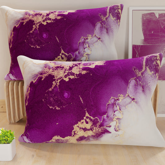 Taies, Taies de coussin en impression numérique, Marble 01 Violet