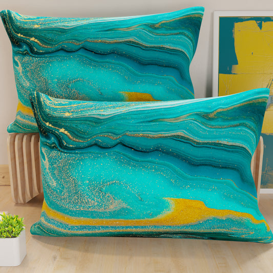 Taies, Taies de coussin en impression numérique, Marble 02 Vert