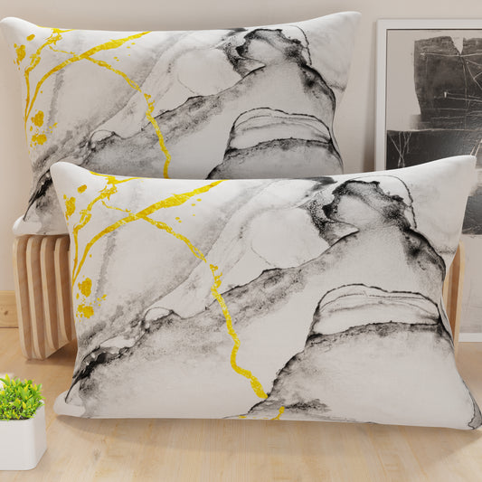 Taies, Taies de coussin en impression numérique, Marble 06 Gris clair