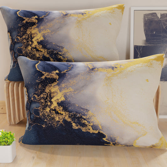 Taies, Taies de coussin en impression numérique, Marble 08 Bleu