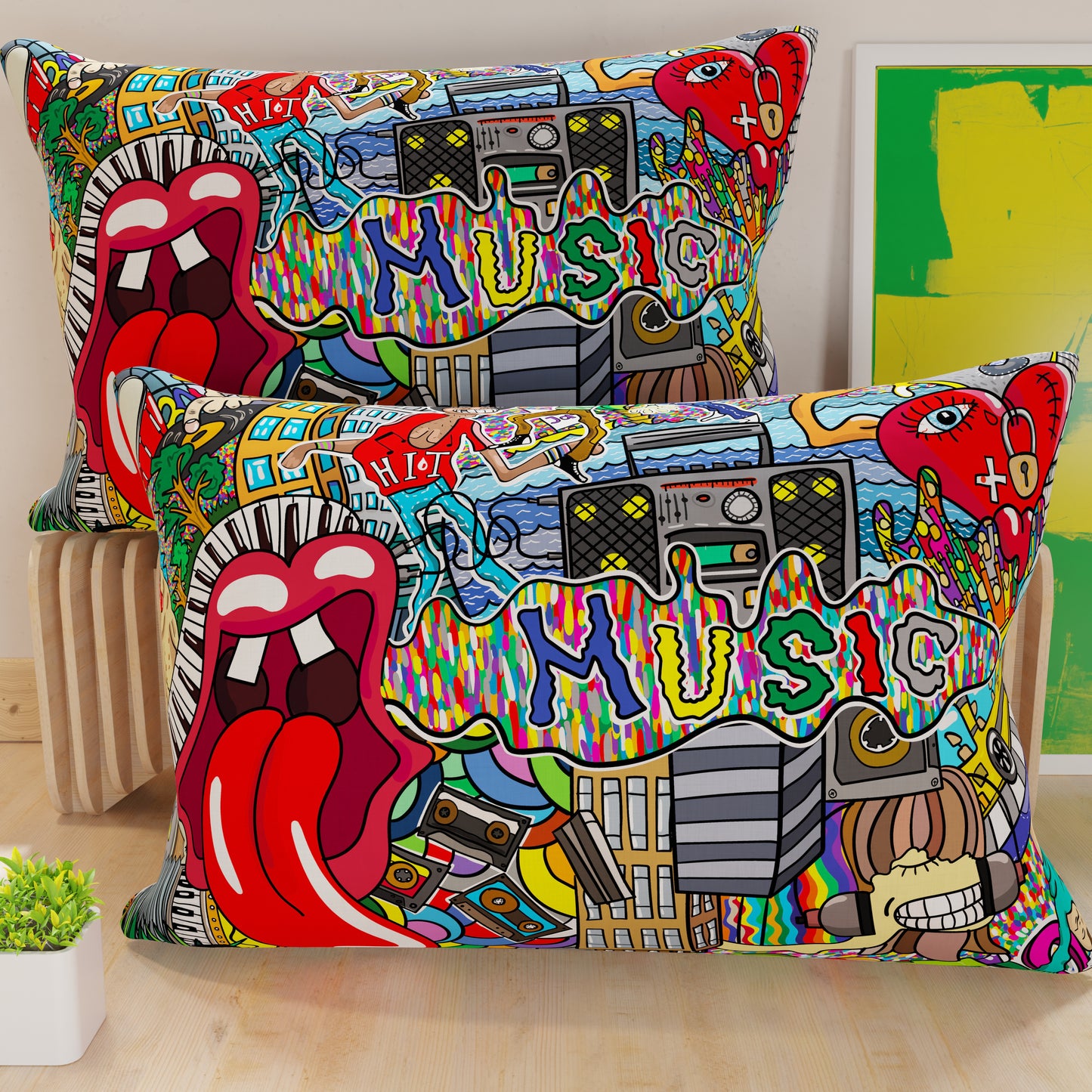 Taies d'oreiller, Taies d'oreiller en impression numérique, Peintures murales