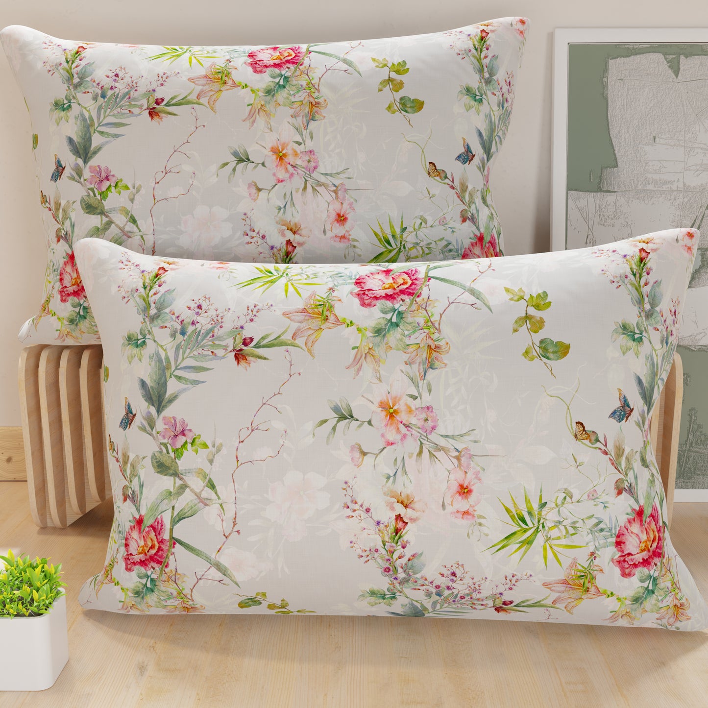 Taies d'oreiller, housses de coussin imprimées numériquement, gris printemps