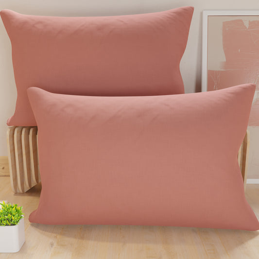 Taies d'oreiller, paire de taies, housses de coussin, 100% microfibre anti-allergique, Poudre foncée