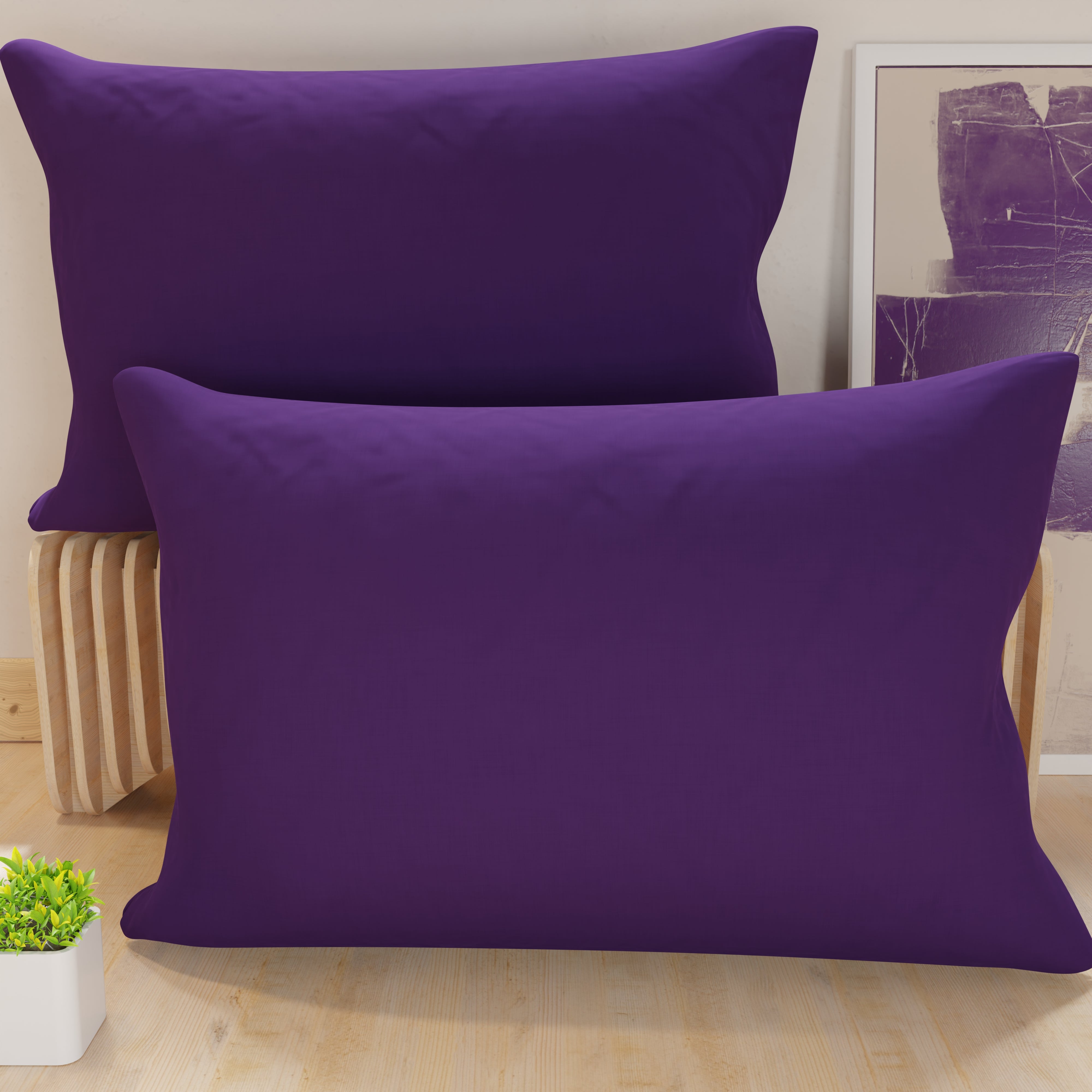 Fodera Cuscino ABAKUHAUS 60x60 Cm, Floral Violets Bloom, Viola E Giallo, Stampa Due Lati, Cerniera, Tessuto Idrorepellente, Solo Copertura