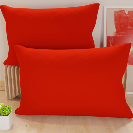 Taies d'oreiller, paire de taies, housses de coussin, 100% microfibre anti-allergique, Rouge