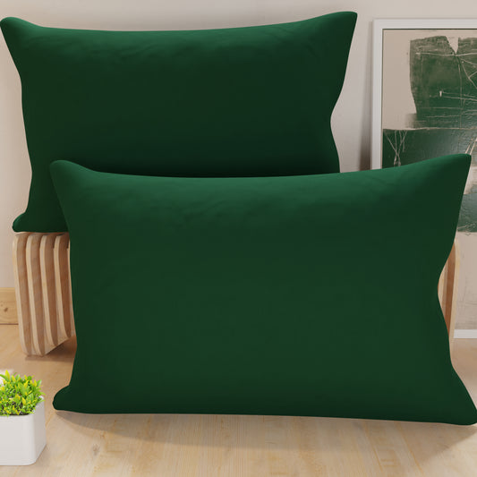 Taies d'oreiller, Paire de taies, Housses de coussin, 100% Microfibre Antiallergique, Vert Émeraude