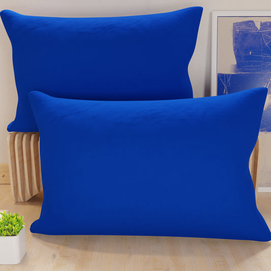 Taies d'oreiller, paire de taies, housses de coussin, 100% microfibre anti-allergique, Bleu