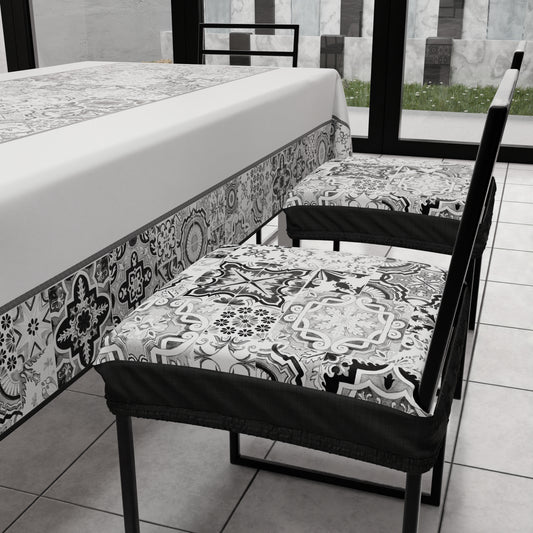 Coussins pour chaises avec élastique, housses de chaise en impression digitale Vietri 02 noir