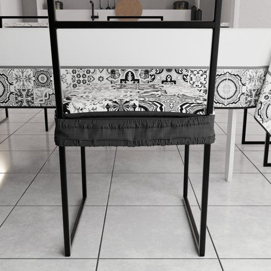 Coussins pour chaises avec élastique, housses de chaise en impression digitale Vietri 02 noir