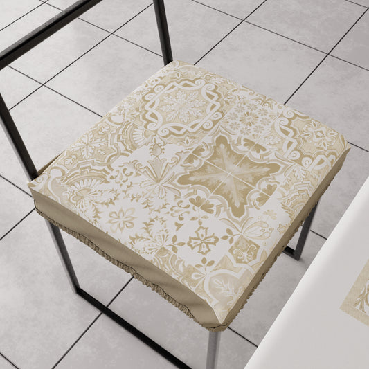 Coussins pour chaises avec élastique, housses de chaise en impression digitale Vietri 02 beige