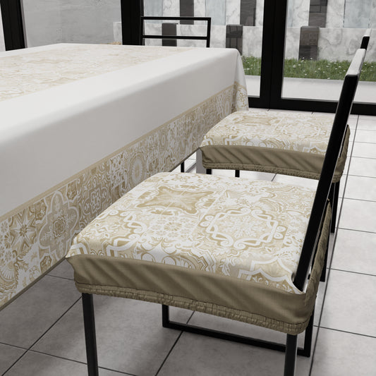 Coussins pour chaises avec élastique, housses de chaise en impression digitale Vietri 02 beige
