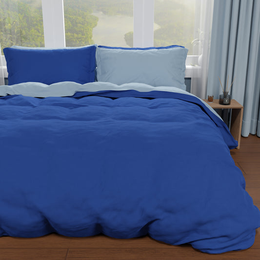 Copripiumino Matrimoniale, Sacco Copripiumino e Federe, Blu Elettrico/Celeste