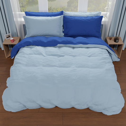 Copripiumino Matrimoniale, Sacco Copripiumino e Federe, Blu Elettrico/Celeste