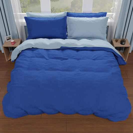 Copripiumino Matrimoniale, Sacco Copripiumino e Federe, Blu Elettrico/Celeste