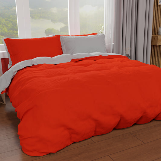 Copripiumino Microfibra Bicolor Rosso-Grigio Chiaro Matrimoniale