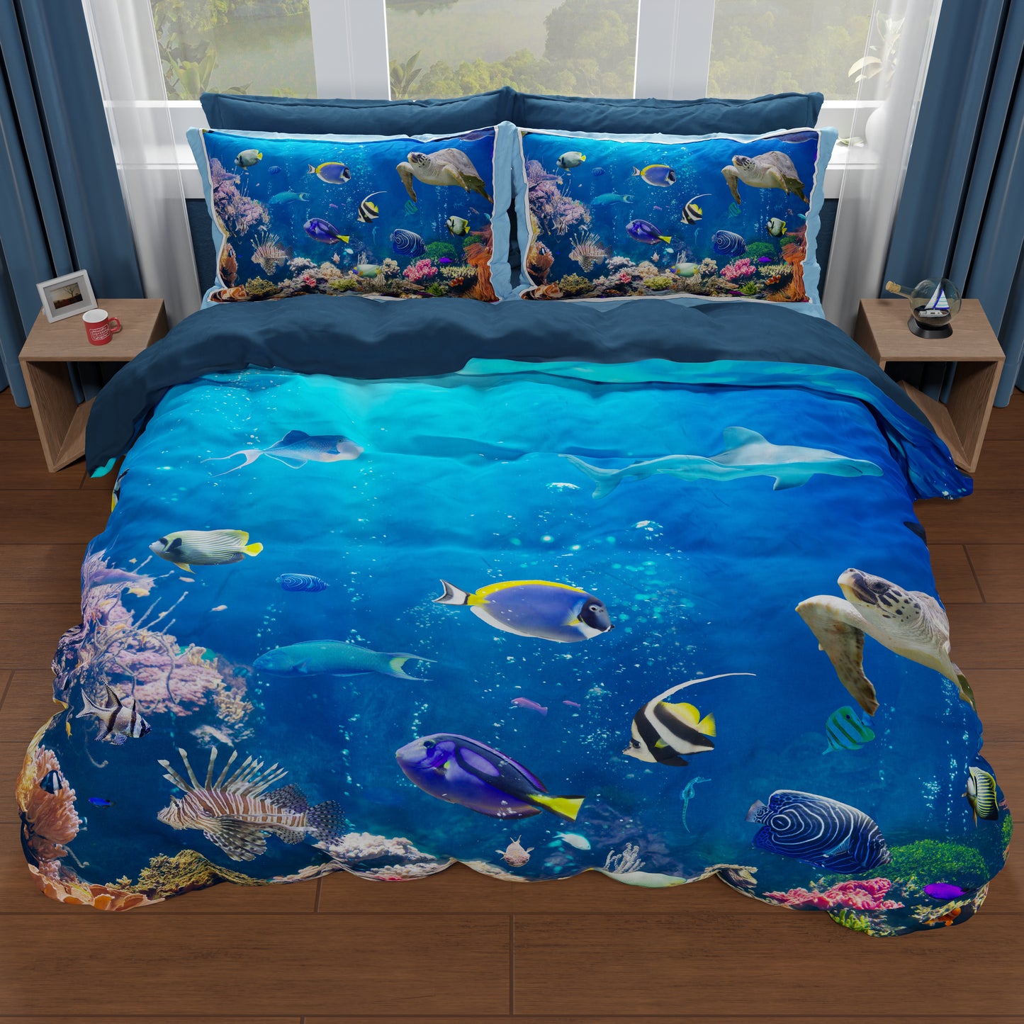 Copripiumino Matrimoniale, Singolo, Una Piazza e Mezza, Acquario