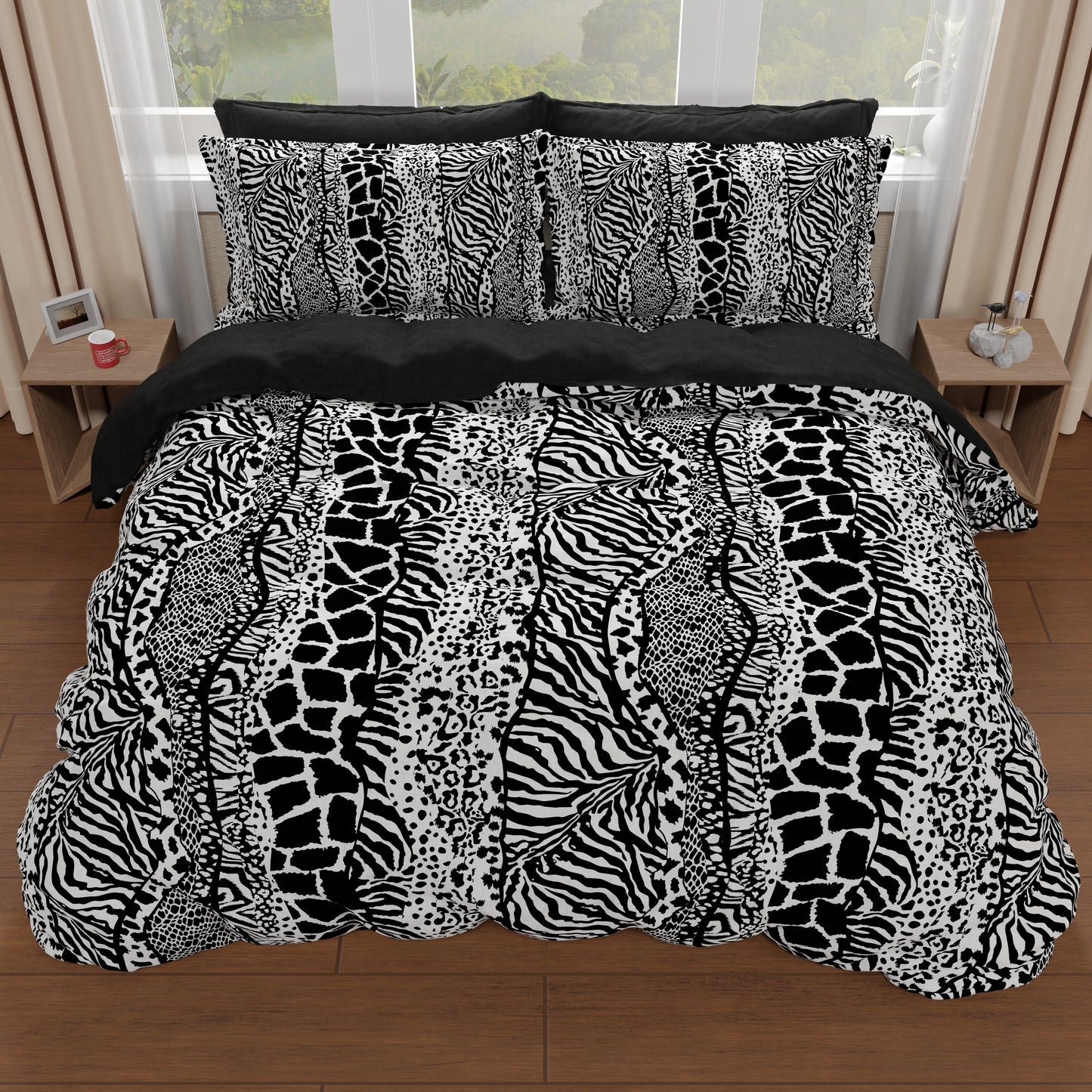 Duvet cover for double, single, one and a half square, animalier zebra