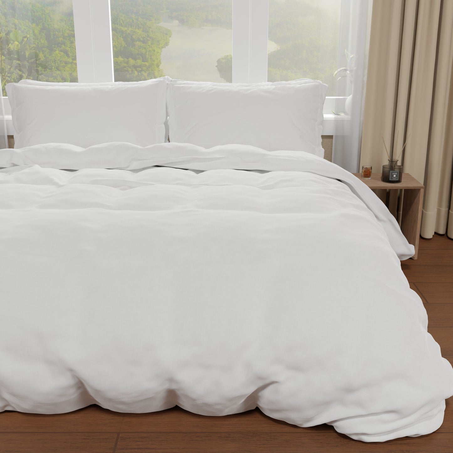 Double duvet cover, duvet cover and pillowcases, plain white