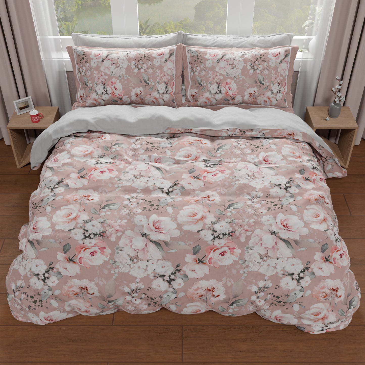 Housse de couette double, simple, queen size, florale 17-03