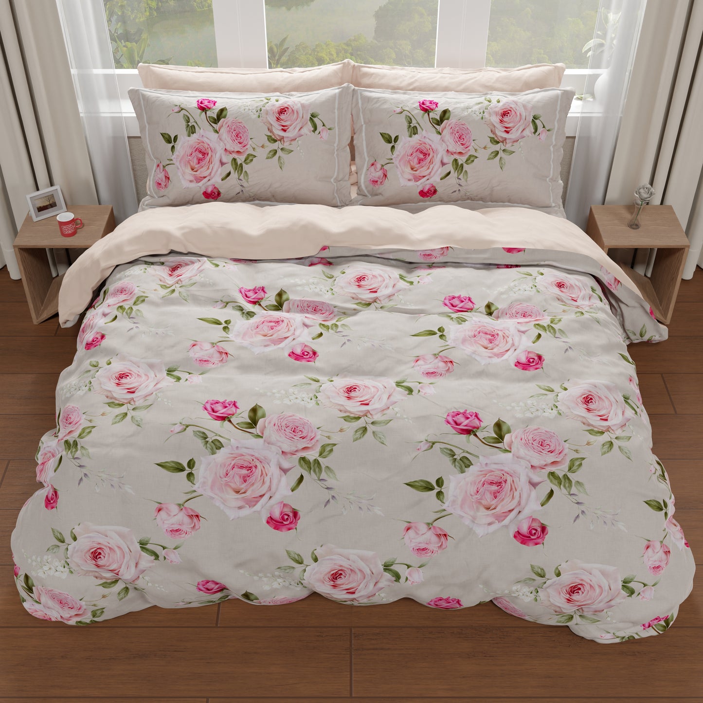 Copripiumino Matrimoniale, Singolo, Una Piazza e Mezza, Floreale 20-06