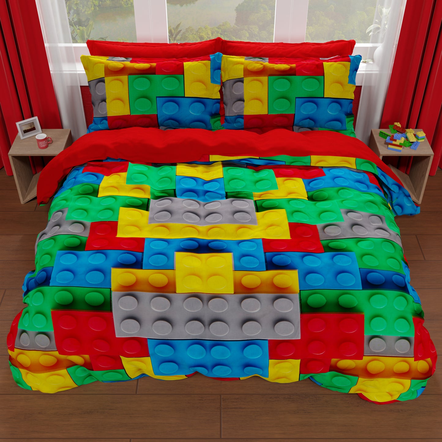 Copripiumino Matrimoniale, Singolo, Una Piazza e Mezza, Mattoncini