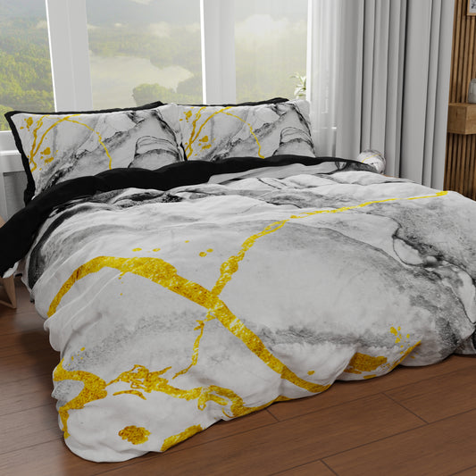 Housse de couette double, simple, une place et demie, Marbre 06 Gris clair