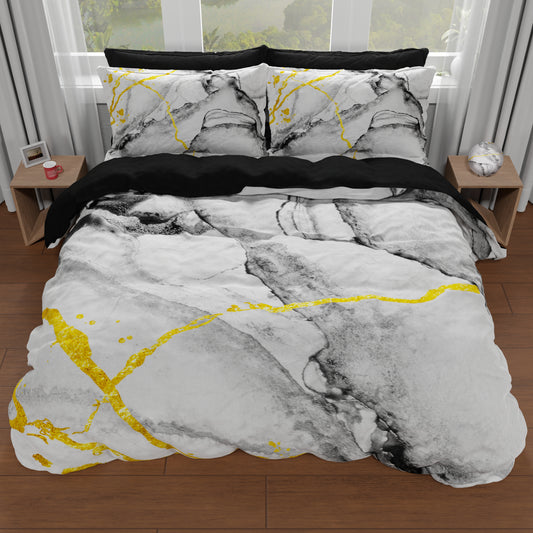 Housse de couette double, simple, une place et demie, Marbre 06 Gris clair