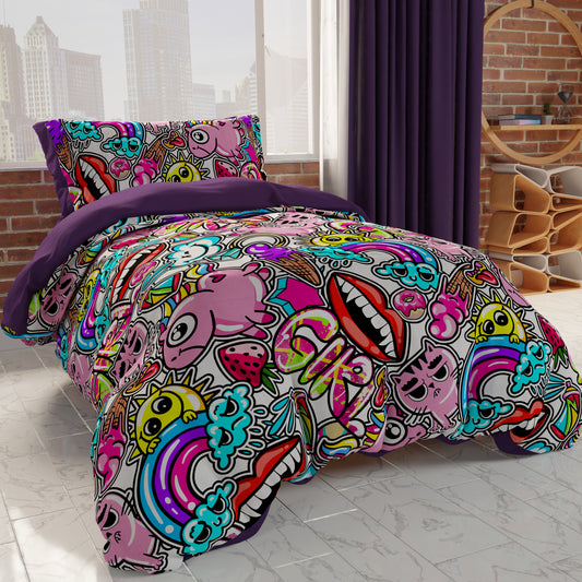 Housse de couette double, simple et une place et demie, Fresques Girl