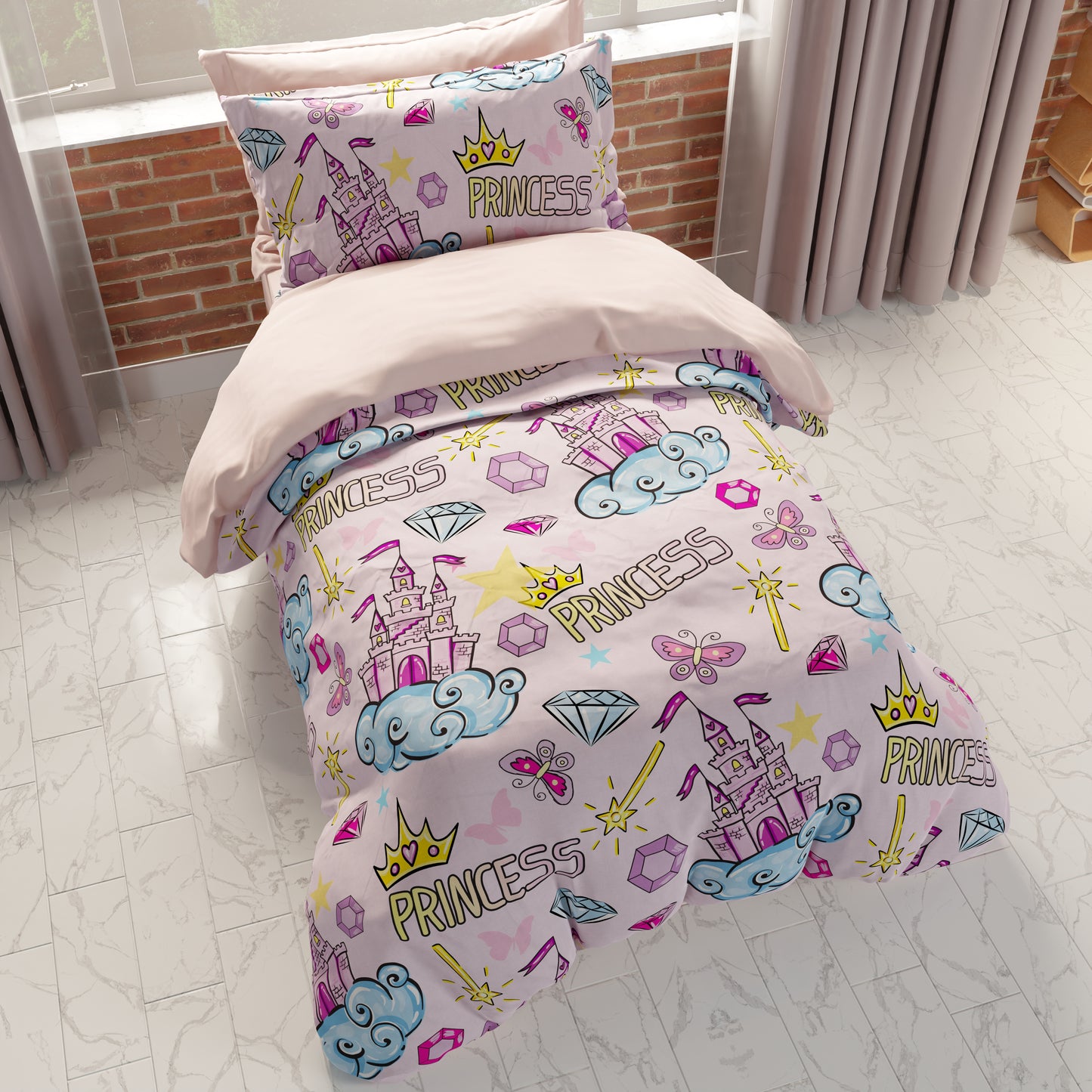 Housse de couette, Housse de couette chambre, Taille simple et Queen, Princesse