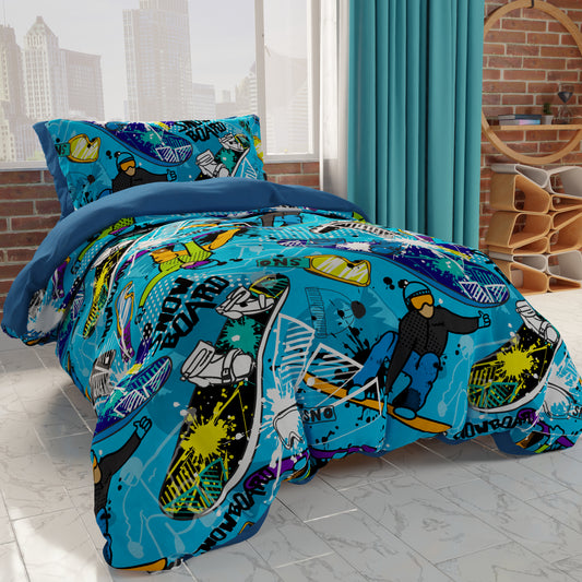 Housse de couette double, simple et une place et demie, Snowboard