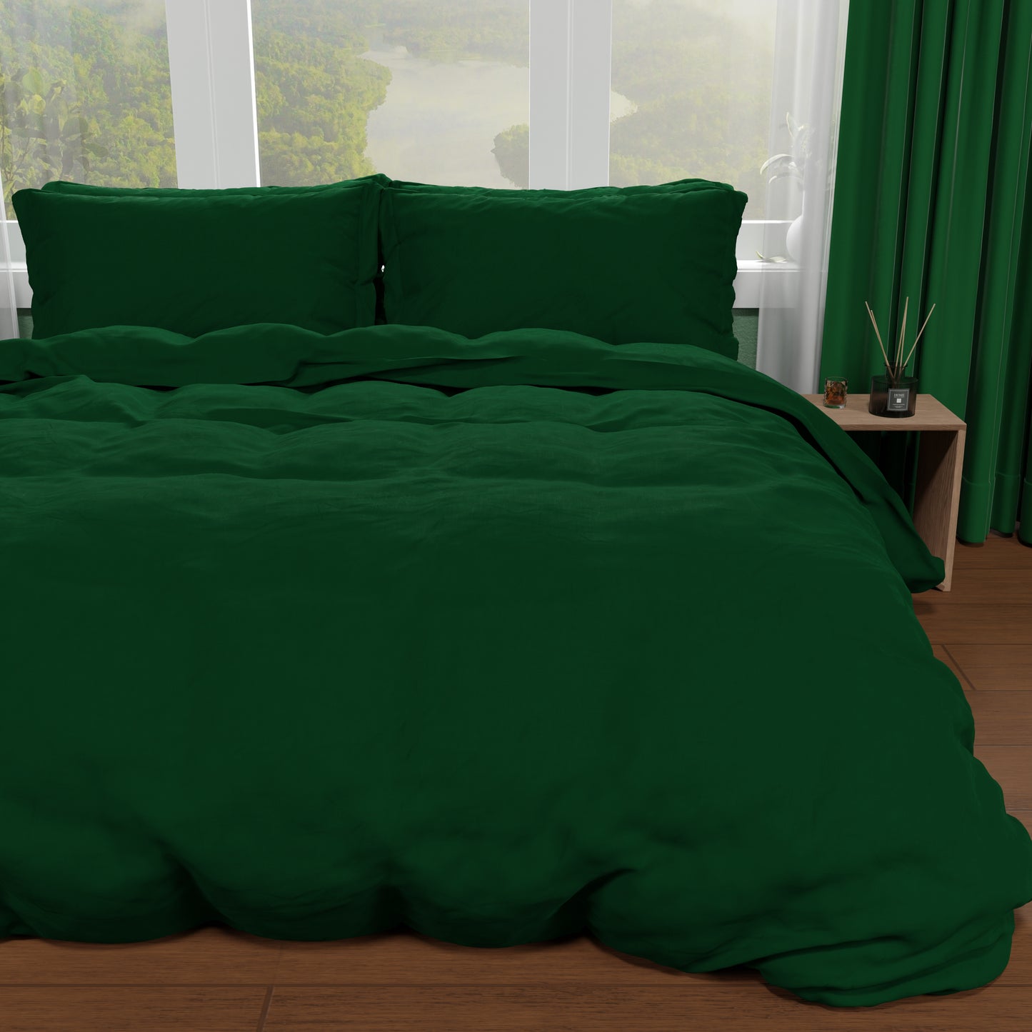 Double Duvet Cover, Duvet Cover and Pillowcases, Emerald Green