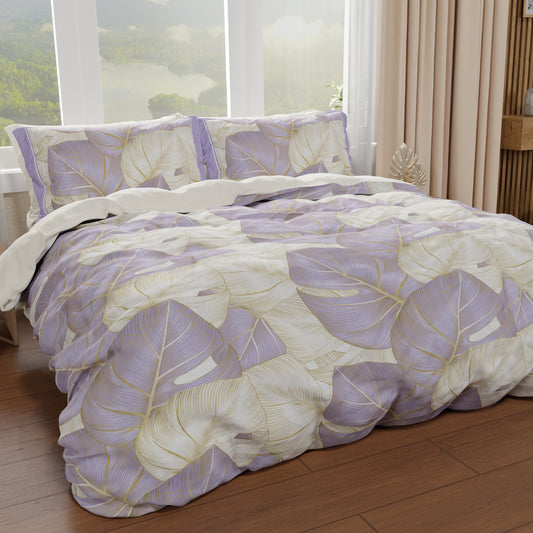 Housse de couette double, simple, une place et demie, Tropical Lilas Or