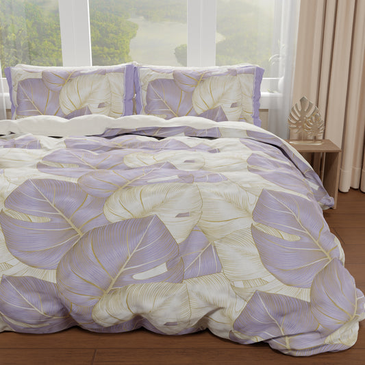 Housse de couette double, simple, une place et demie, Tropical Lilas Or