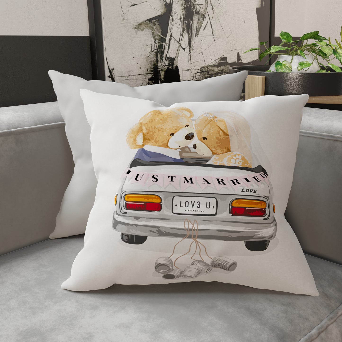 Cuscini, Copricuscini Divano, Cuscini Arredo in Stampa Digitale Teddy Just Married