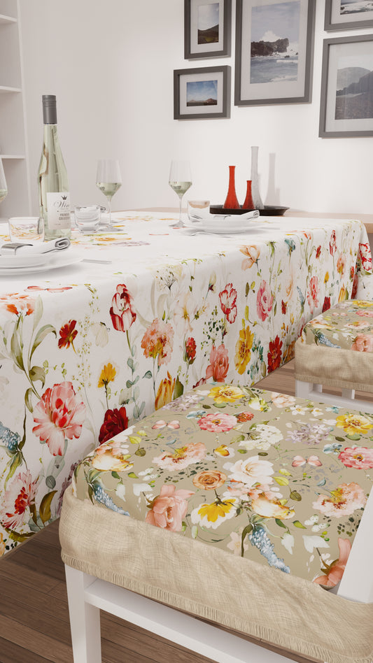 Coussins pour Chaises avec Élastique Housses de Chaise en Impression Digitale Florale 06 Beige